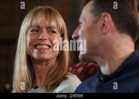 Embargoed to 0001 Sunday April 30 Kate and Gerry McCann, whose daughter Madeleine disappeared from a holiday flat in Portugal ten years ago, during an interview with the BBC's Fiona Bruce at Prestwold Hall in Loughborough. Stock Photo
