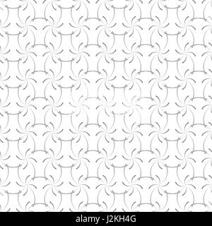 Regular trellis pattern of curved calligraphic strokes. Neutral white and grey ornamental background. Vector seamless repeat. Stock Vector