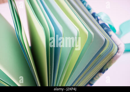 Notebooks, planners and photo albums in scrapbooking style with colorful pages Stock Photo