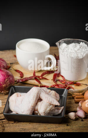 aw chicken wings with spices - ready for cooking Stock Photo