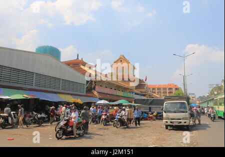 People visit Binh Tay market in Chinatown in Ho Chi Minh City Vietnam. Stock Photo