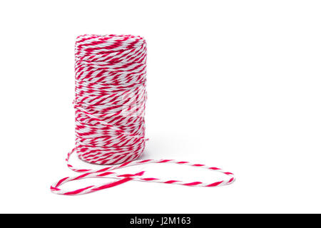 red and white rope roll isolated on white Stock Photo