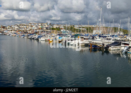 View across Brixham Harbour and Marina,  in South Devon, UK Stock Photo