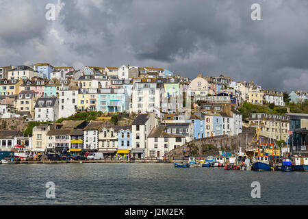 View across Brixham Harbour and Marina,  in South Devon, UK Stock Photo