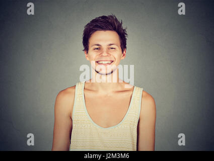 Closeup portrait happy young man Stock Photo