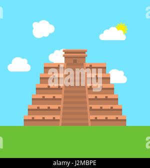 Mexico Chichen Itza Tulum Kukulcan Pyramid Stock Vector