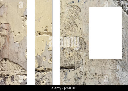 A white poster sticked on a wall. Stock Photo