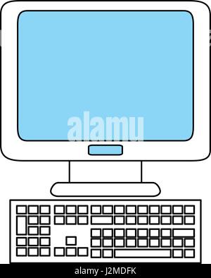 sketch color silhouette computer desk with keyboard Stock Vector