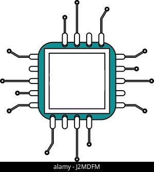 sketch color silhouette chip icon integrated circuit Stock Vector