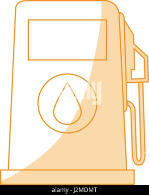 orange silhouette shading fuel dispenser machine Stock Vector