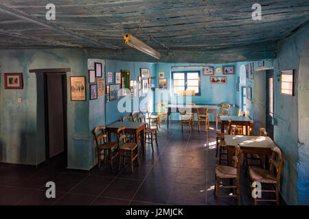 Interior of an old traditional coffee bar on October 14, 2016 in Lavkos village of Mt Pelion in Thessaly, Greece. Stock Photo