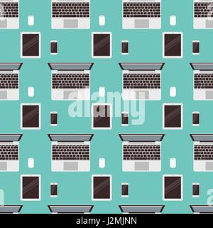 Modern Gadgets Laptop, Tablet, Cell Smart Phone Seamless Pattern Stock Vector