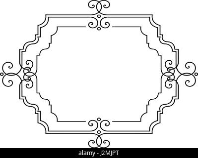 Vintage Calligraphic Square Frame Decorative Floral Border Element with Flourishes Stock Vector