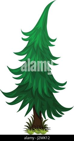 Isometric Cartoon Spruce Fir Tree - Element for Tileset Map, Landscape Design or Game Object Set Stock Vector