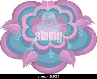 Colorful Water Fountain with Floral Elements in Pink Vector Stock Vector