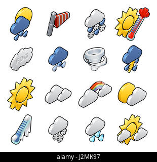 A set of weather forecast icons in a 3d isometric style Stock Photo