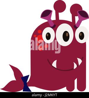 Cute and Funny Monster Avatar - Animated Cartoon Character in Flat Vector Stock Vector
