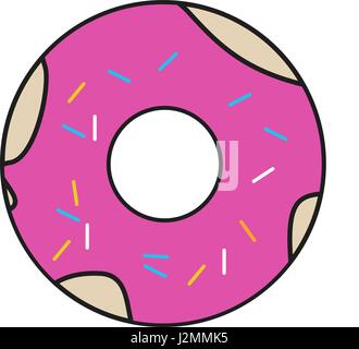Animated Cartoon Glazed Doughnut in Minimalist Flat Vector Isolated on Clear White Background Stock Vector