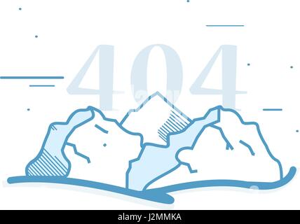Animated Cartoon Mountain Landscape Logo with Custom Title Copyspace in Minimalist Flat Vector Isolated Stock Vector