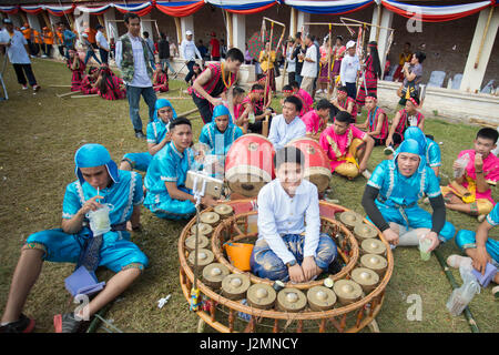 Traditional dress People at a ceremony at the Pha That Luang Festival in the city of vientiane in Laos in the southeastasia. Stock Photo