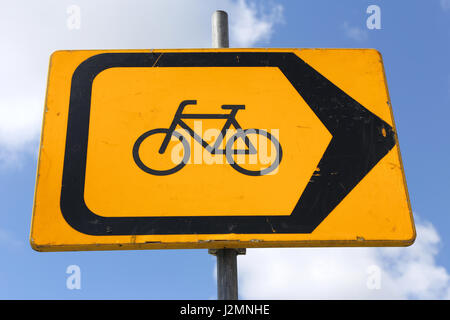 Dutch road sign: diversion for cyclists Stock Photo