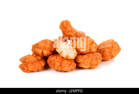 Spicy chilli rice crackers, isolated on a white background. Stock Photo