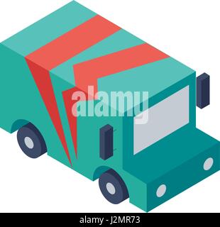 Isometric Delivery Truck Object or Icon - Element for Web, Tileset Map, Landscape Design, Urban Architecture Stock Vector