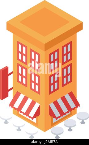 Isometric Building Object or Icon - Element for Web, Tileset Map, Landscape Design, Urban Architecture Stock Vector