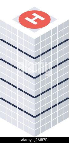 Isometric Skyscraper with Helipad Building Object or Icon - Element for Web, Tileset Map, Landscape Design, Urban Architecture Stock Vector