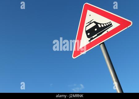 German Road Sign Level Crossing Ahead Stock Photo Alamy