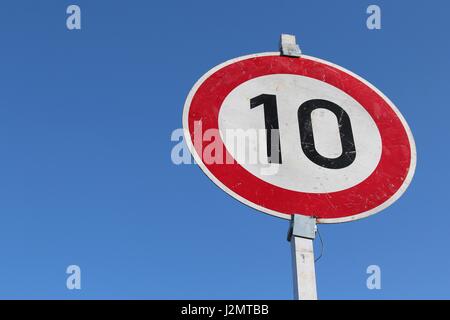 Street Sign Speed Limit 10 Indicating Driving Speed Limit Of 10 Kph In Australia Stock Photo Alamy