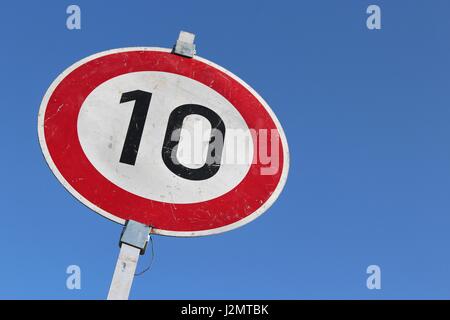 Street Sign Speed Limit 10 Indicating Driving Speed Limit Of 10 Kph In Australia Stock Photo Alamy