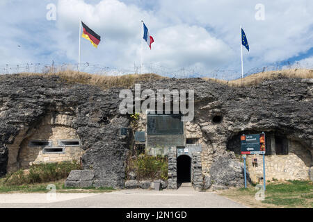 VERDUN, FRANCE - AUGUST 19, 2016: Visitor entrance fort Douaumont. Battlefield of First World War One. Stock Photo