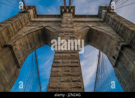 One of the towers of Brooklyn Bridge, New York City One of the towers of Brooklyn Bridge, New York City