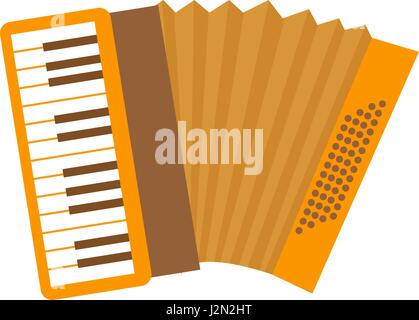 Accordion icon flat, cartoon style. Musical instrument isolated on white background. Vector illustration, clip-art. Stock Vector