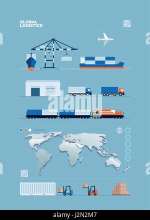 Vector global transportation concept infographics. Stock Vector