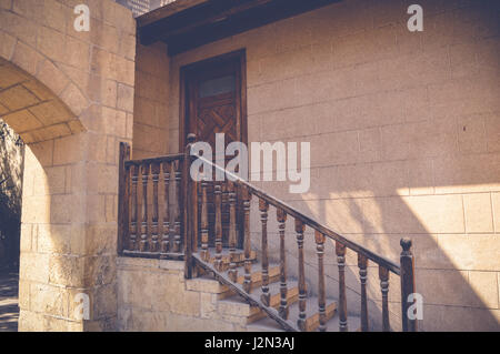 cairo, egypt, april 15, 2017: old stairs inside old building at bayt al-suhaymi Stock Photo