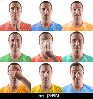Collage of man in different shirts Stock Photo