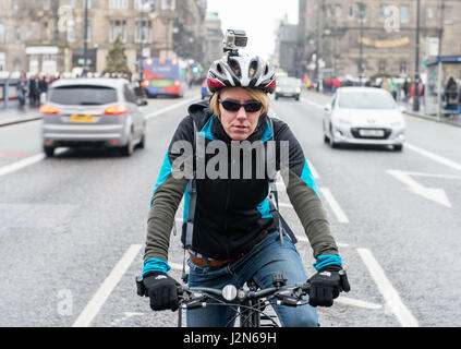 Gopro, Cyclist helmet cam, bike, camera, traffic Stock Photo