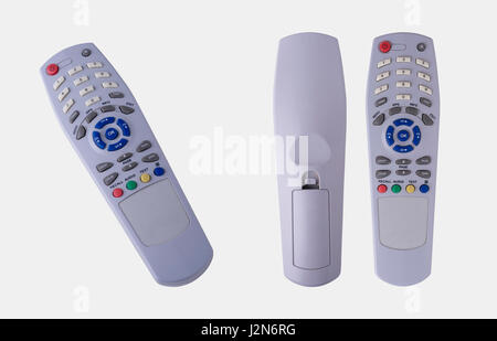 3 Different Views of Remote Control Isolated on White Background, Clipping Path Included. Stock Photo