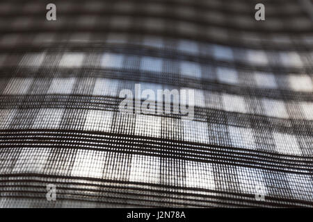 Blurred checkered pattern curtain in black and white color Stock Photo