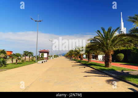 Batumi, Georgia - October 04, 2016: Seafront Promenade on Black Sea coast Stock Photo