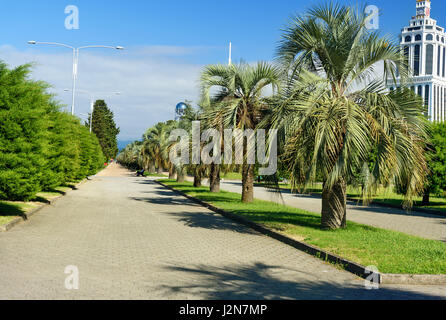 Batumi, Georgia - October 04, 2016: Seafront Promenade on Black Sea coast Stock Photo