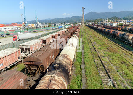 Batumi, Georgia - October 04, 2016: View of Railway and industrial railway carriage Stock Photo