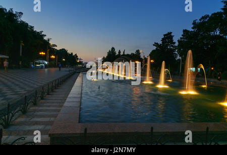 Batumi, Georgia - October 04, 2016: Light Musical Fountain in Seaside Park at night Stock Photo