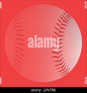 A red faded baseball with red stitching on a faded red background. Stock Vector