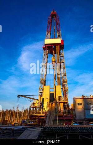 In the evening of oilfield derrick, it is very beautiful Stock Photo ...