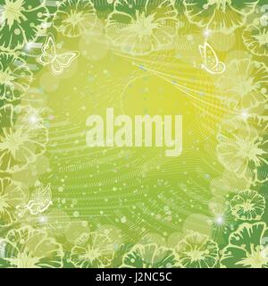 background with butterflies and flowers Stock Vector