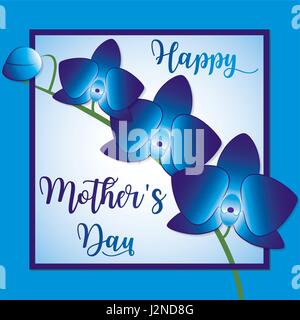Stem of orchids Mother's Day card in vector format. Stock Vector