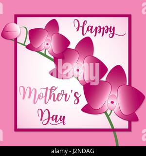 Stem of orchids Mother's Day card in vector format. Stock Vector